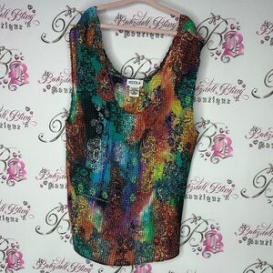 Nicola tank top 3D pleated cube square print paisley tie dye boho floral y2k